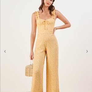 Reformation Moore Jumpsuit Romper Ditsy Floral Butter Yellow 4P XS